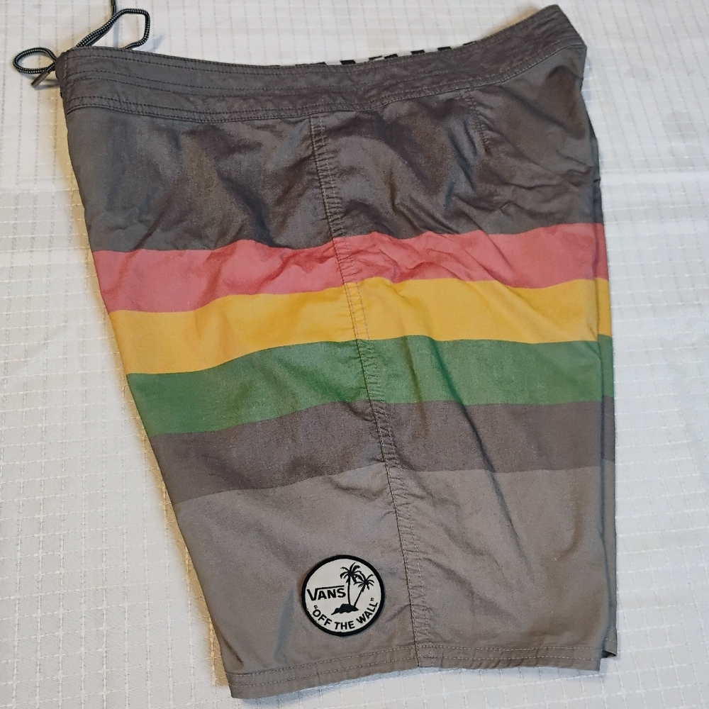 Vans Men's Striped Gray Swim Shorts